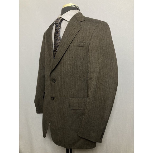 Mens Sport Coat Blazer Suit Jacket 39R 43" Brown Herringbone 2 Button Wool USA* - Picture 4 of 12
